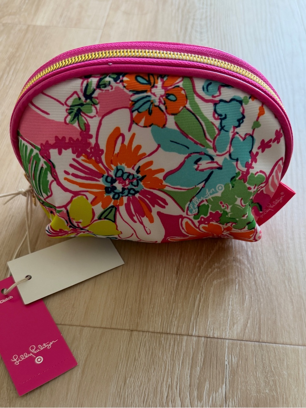 Lilly Pulitzer Pink Multicolor Floral Cosmetic Pouch